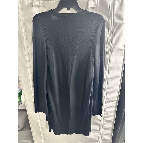 Free People Criss Cross Front Sweater Size M Hi Lo Hem‎ Slit Sleeve Cuffs Black - Picture 8 of 8
